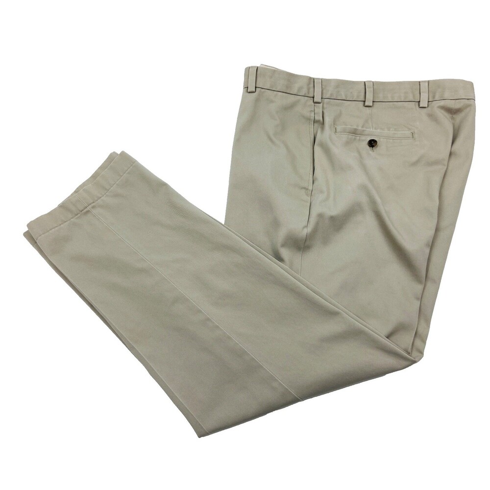 BROOKS BROTHERS Mens 35x32 Solid Gray Soft Cotton Advantage Chino CLARK Pants